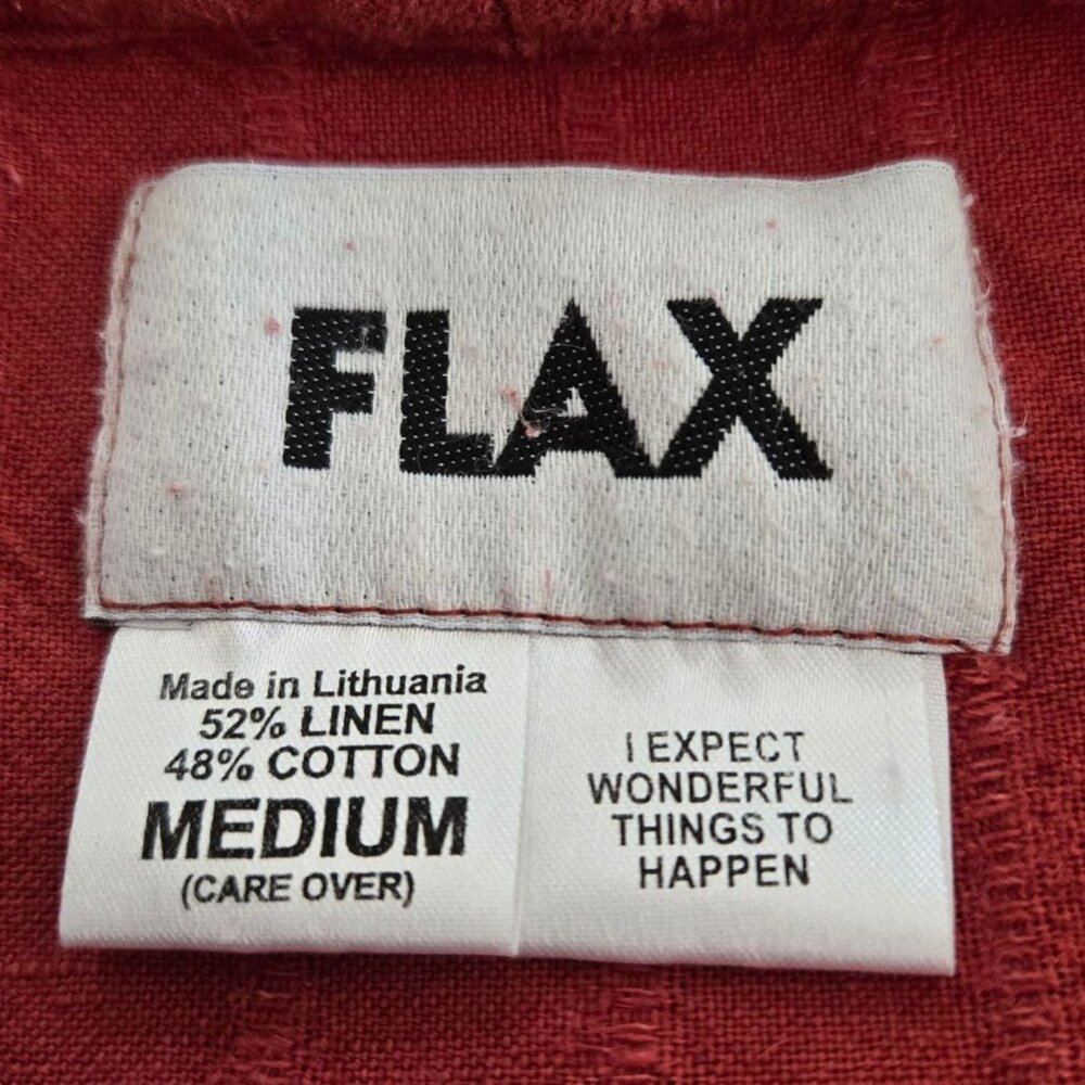 Flax Vintage Long Sleeve Striped Top Terracott Medium Linen Cotton Blend - Picture 8 of 9